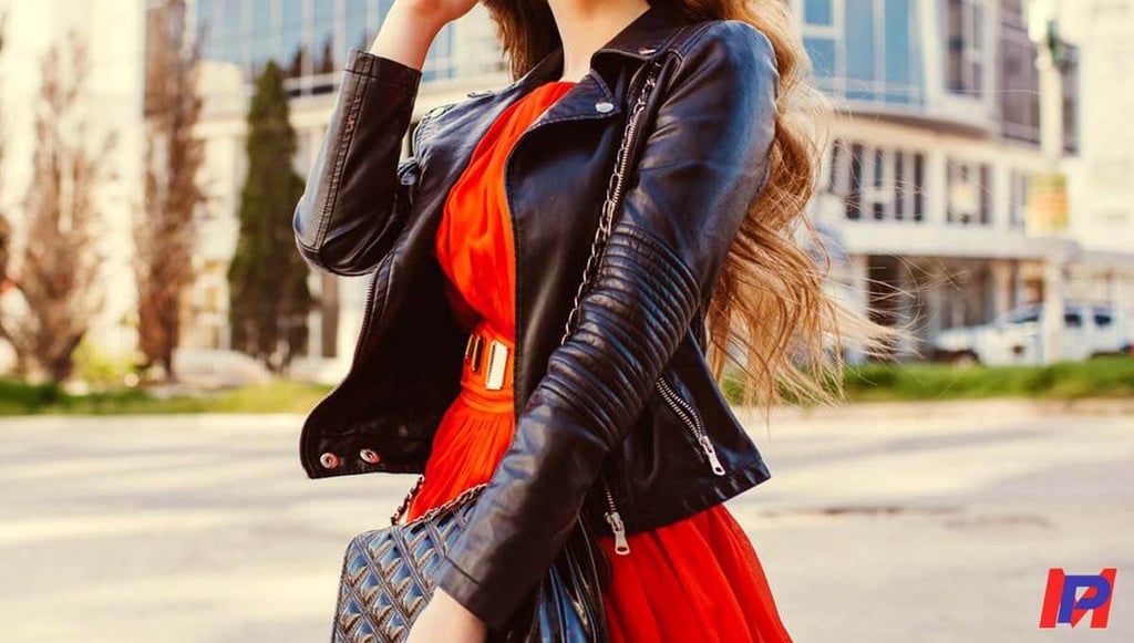 Leather jackets that look dark with dresses and jeans