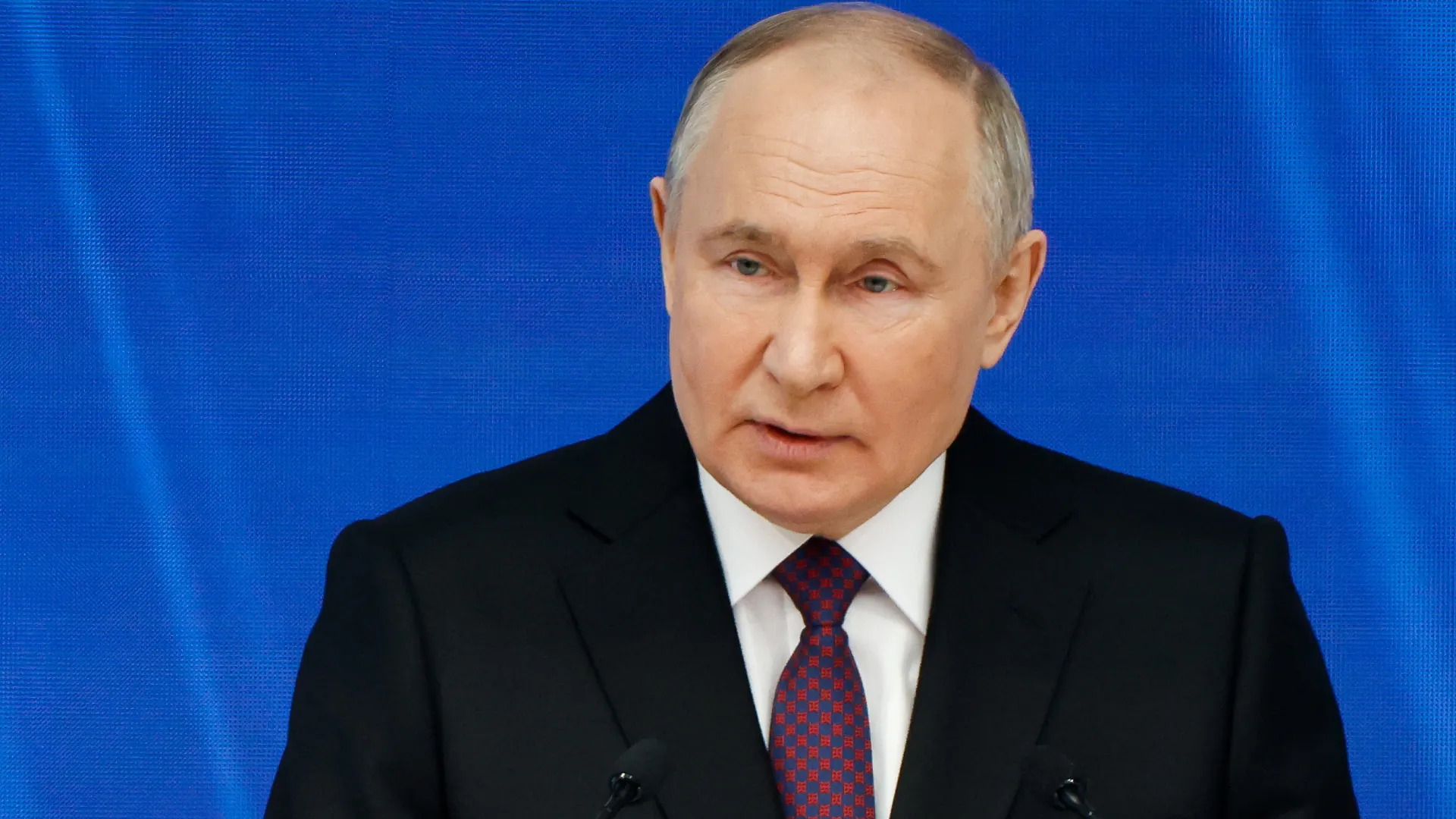 Russian President Vladimir Putin delivers his annual address to the Federal Assembly, in Moscow